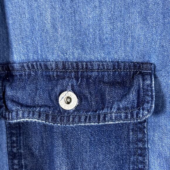 Levis Mens 2XL Denim Blue Color Block Cowboy Western Chore Work Shirt - Picture 2 of 16